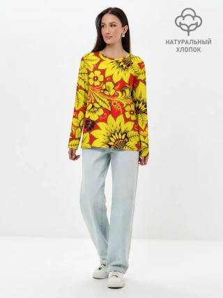Лонгслив женский. Хлопок / Хохлома