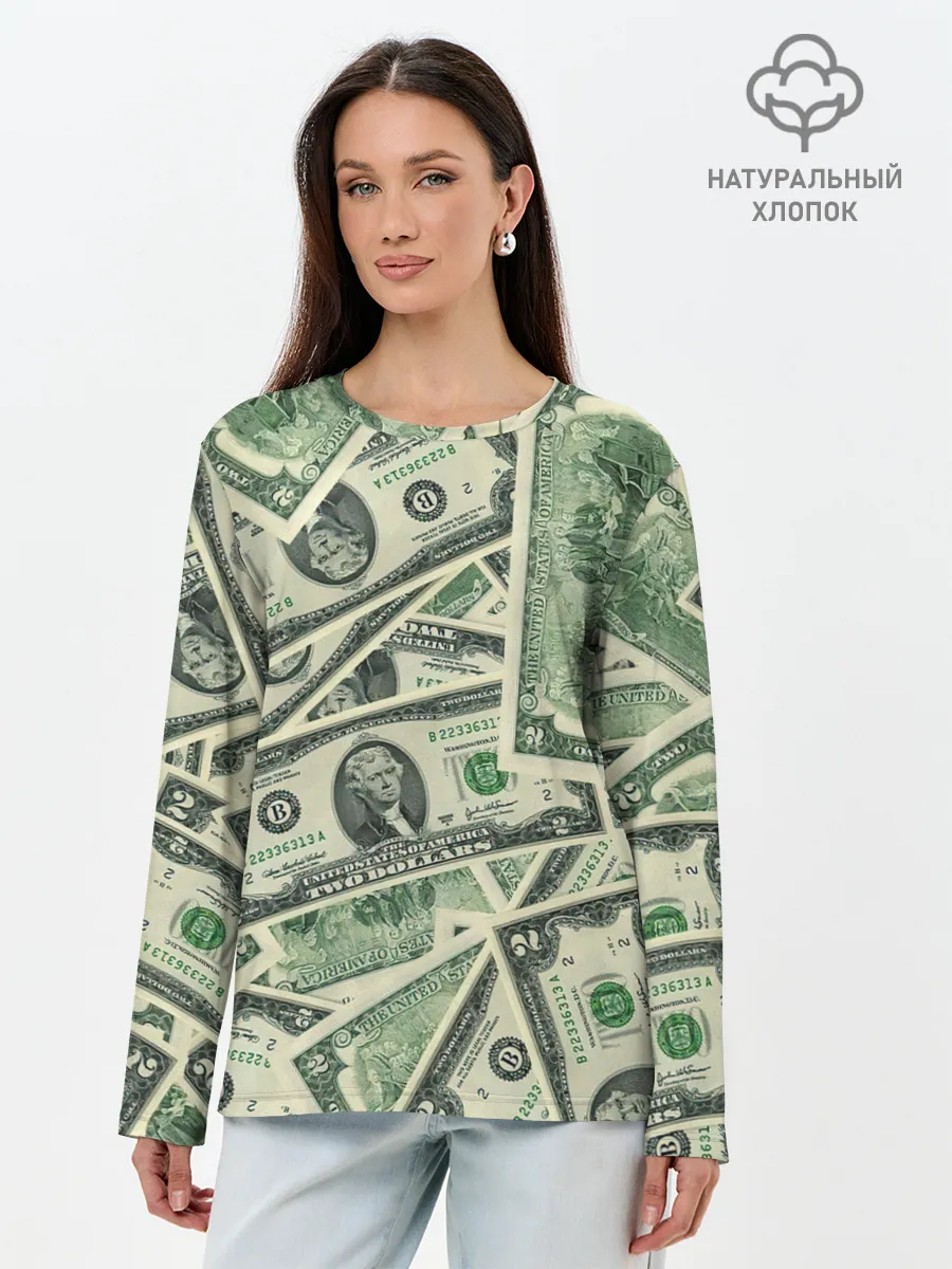 Лонгслив женский. Хлопок / Доллар