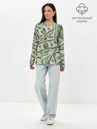 Лонгслив женский. Хлопок / Доллар