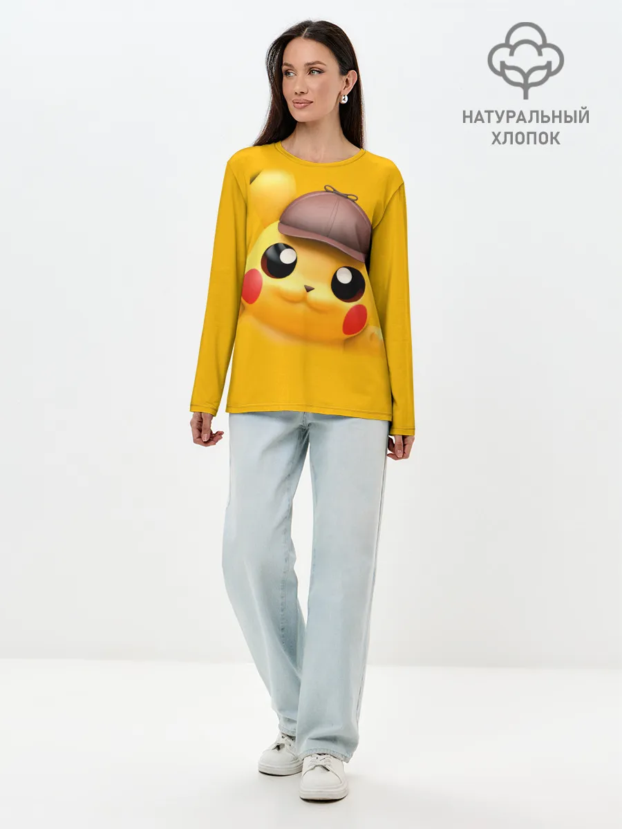 Лонгслив женский. Хлопок / Pikachu Pika Pika