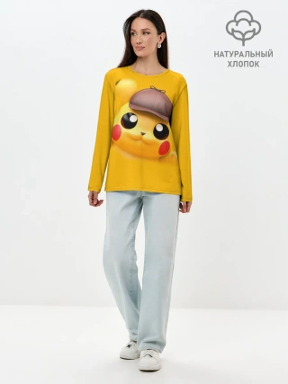 Лонгслив женский. Хлопок / Pikachu Pika Pika