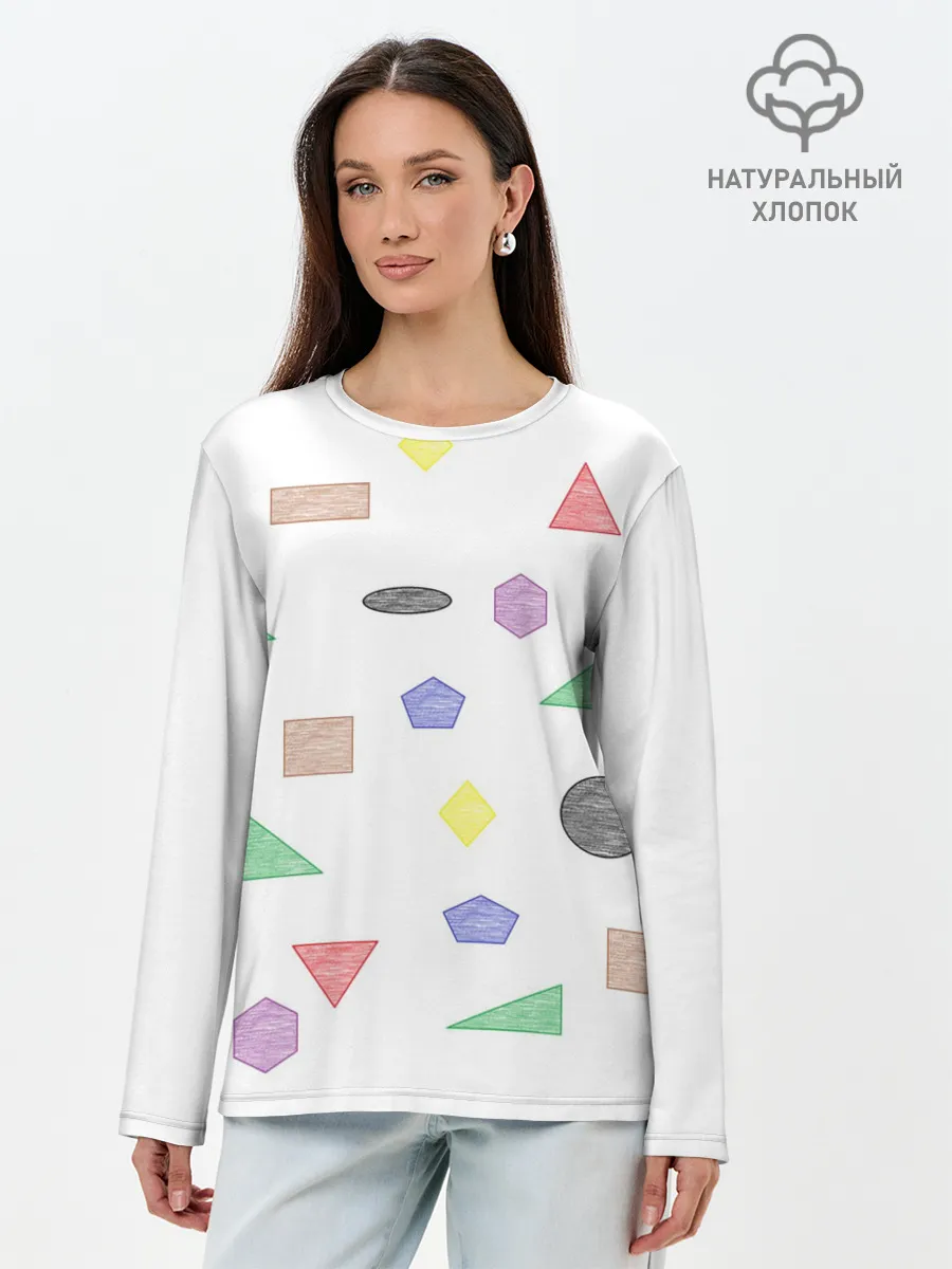 Лонгслив женский. Хлопок / Геометрия