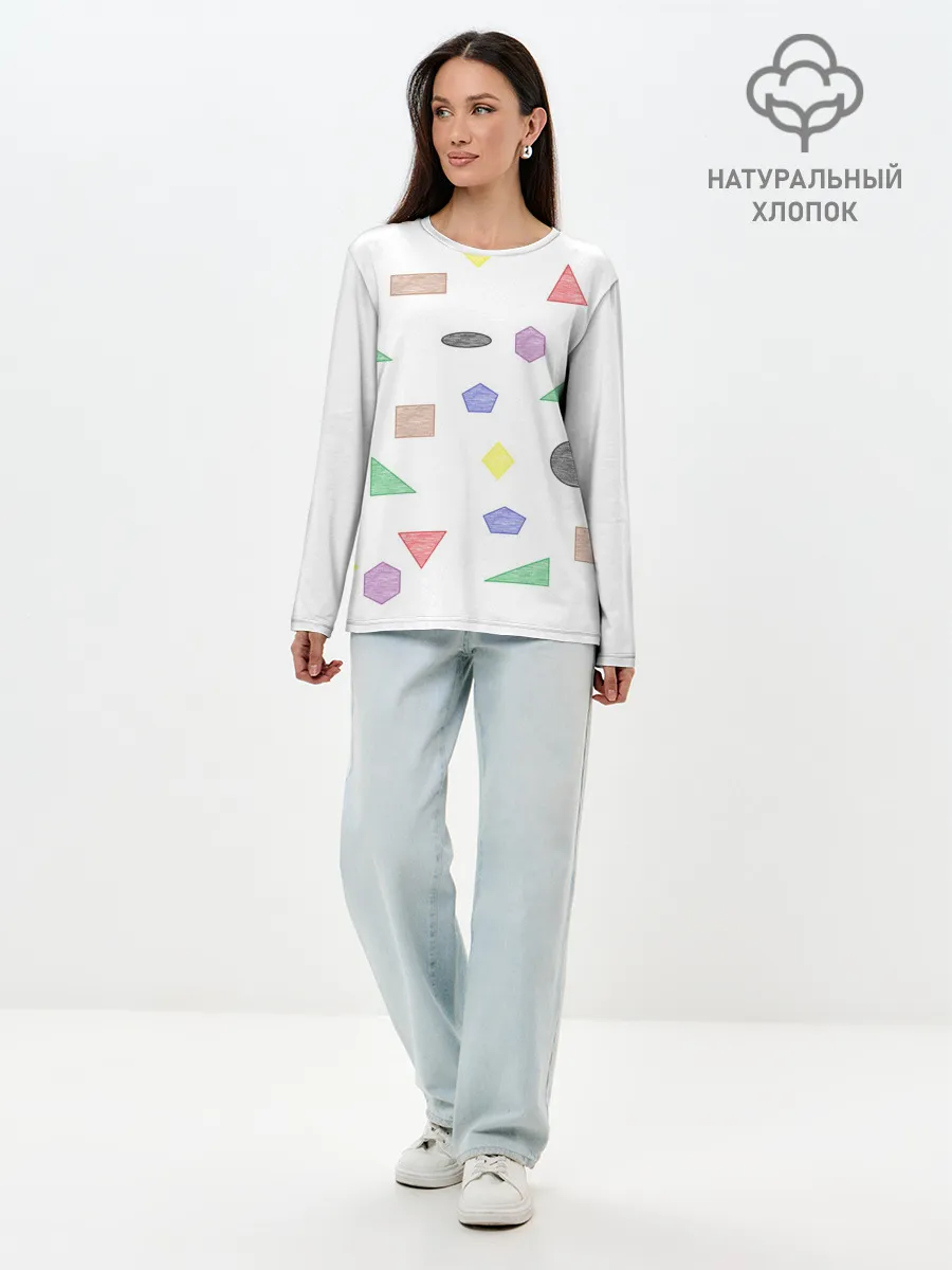 Лонгслив женский. Хлопок / Геометрия