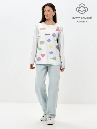 Лонгслив женский. Хлопок / Геометрия