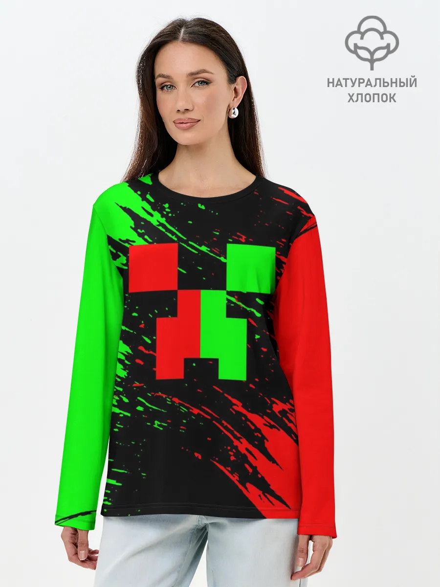 Лонгслив женский. Хлопок / MINECRAFT