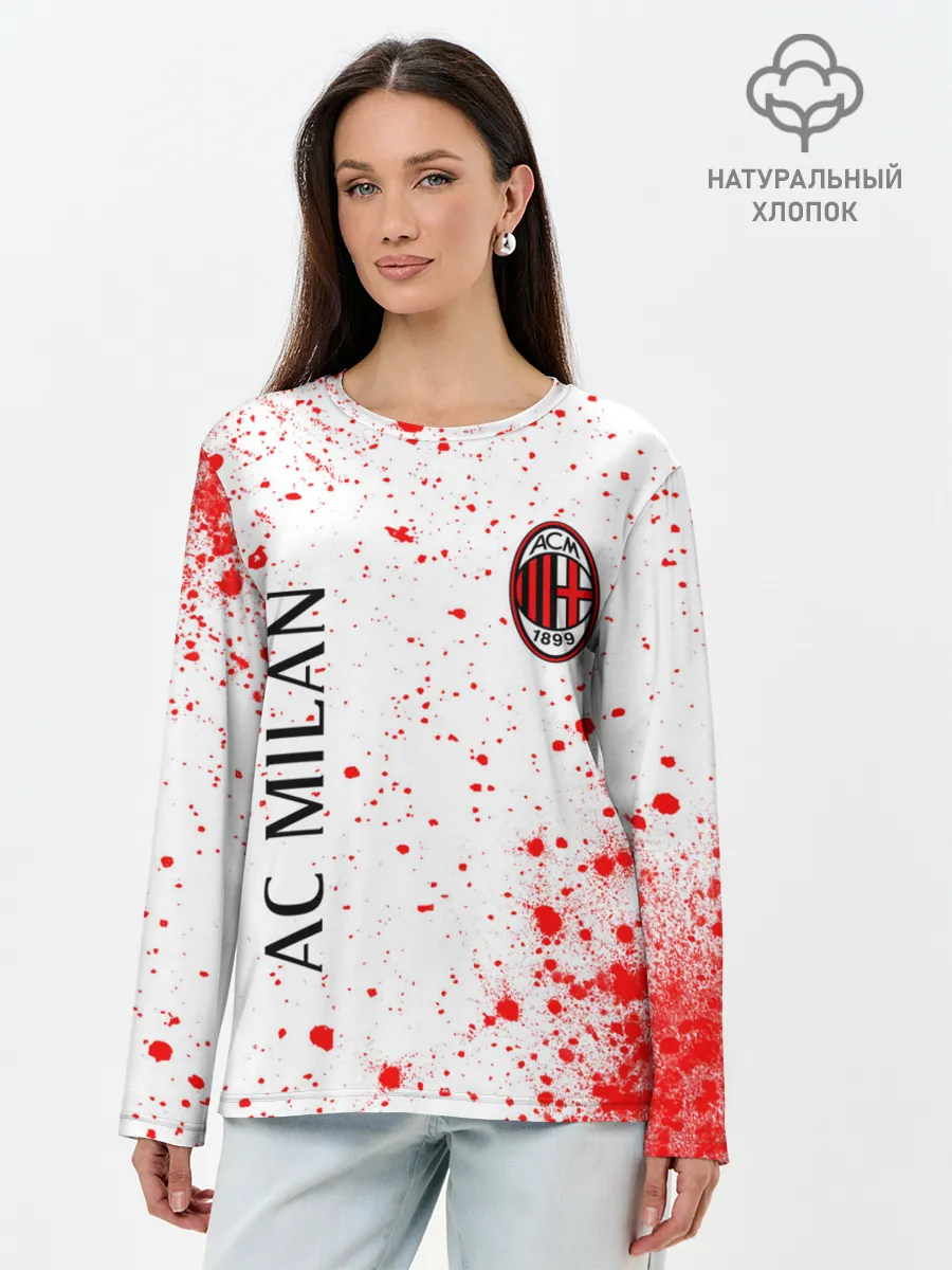 Лонгслив женский. Хлопок / AC MILAN / МИЛАН
