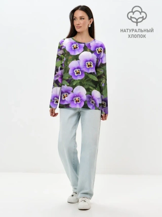 Лонгслив женский. Хлопок / Анютины глазки