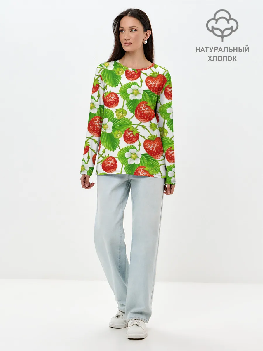 Лонгслив женский. Хлопок / Земляника