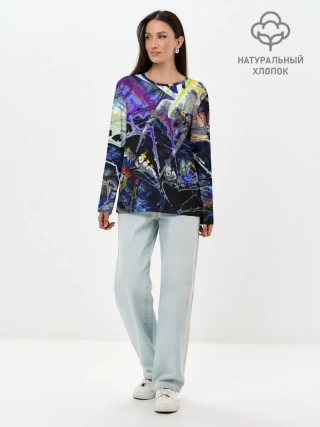 Лонгслив женский. Хлопок / Gasoline stains abstraction