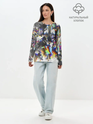 Лонгслив женский. Хлопок / Gasoline stains abstraction