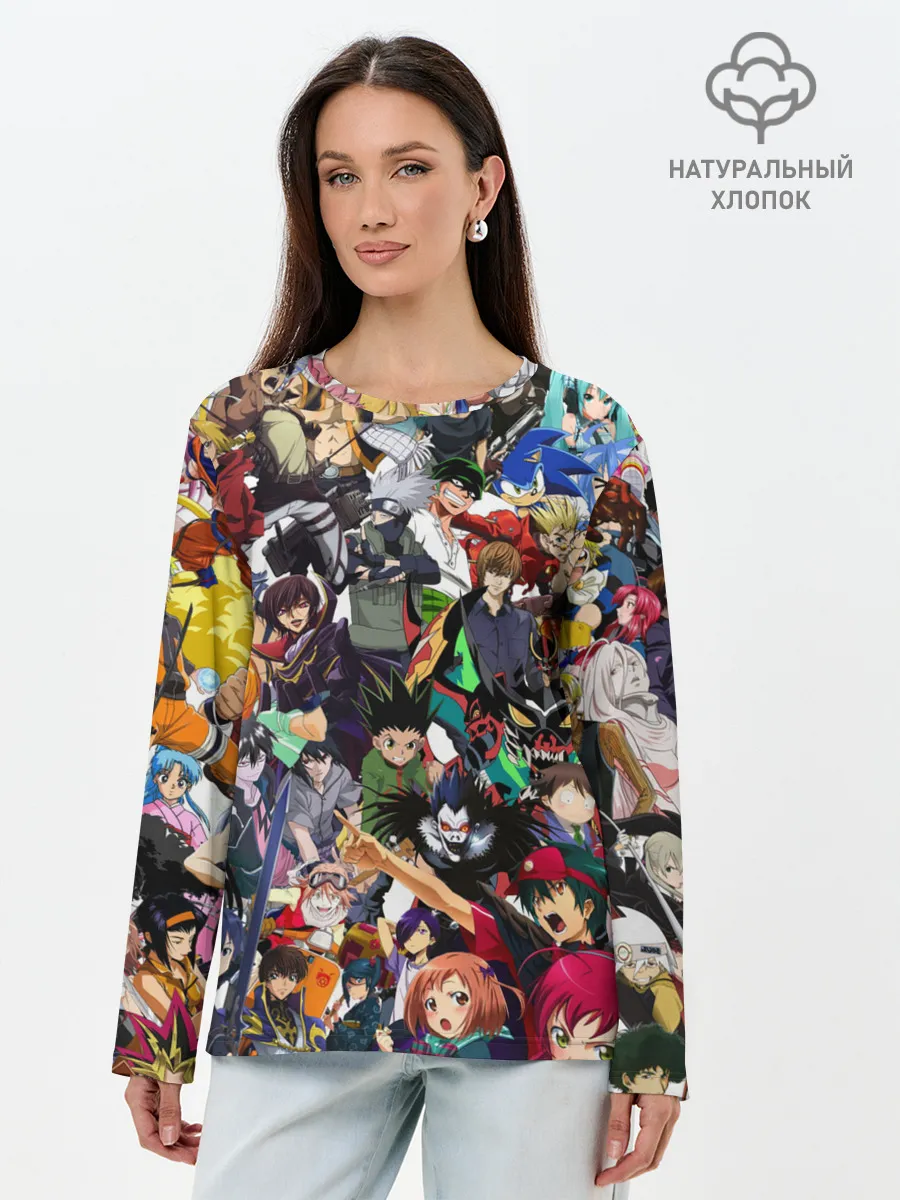 Лонгслив женский. Хлопок / ACTION ANIME CHARACTERS!