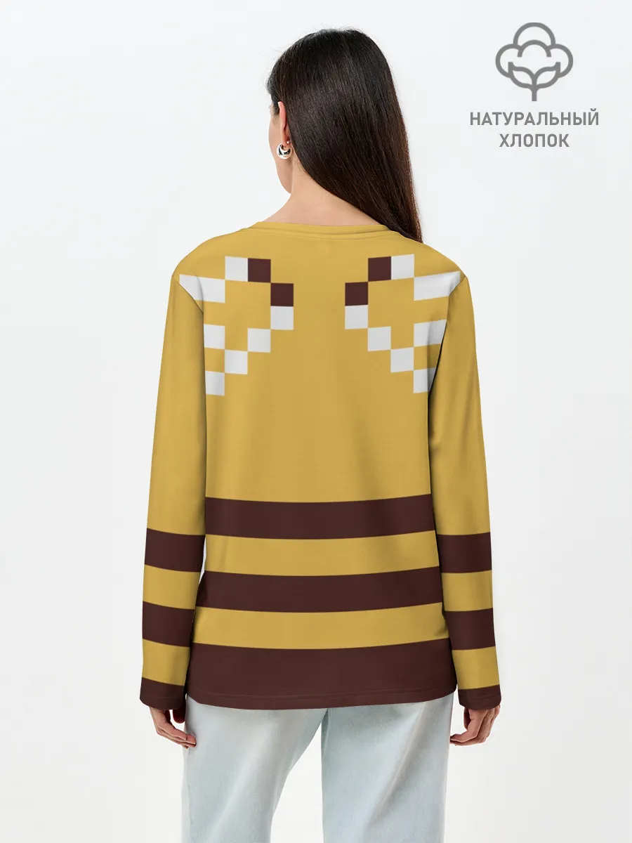 Лонгслив женский. Хлопок / Minecraft Bee
