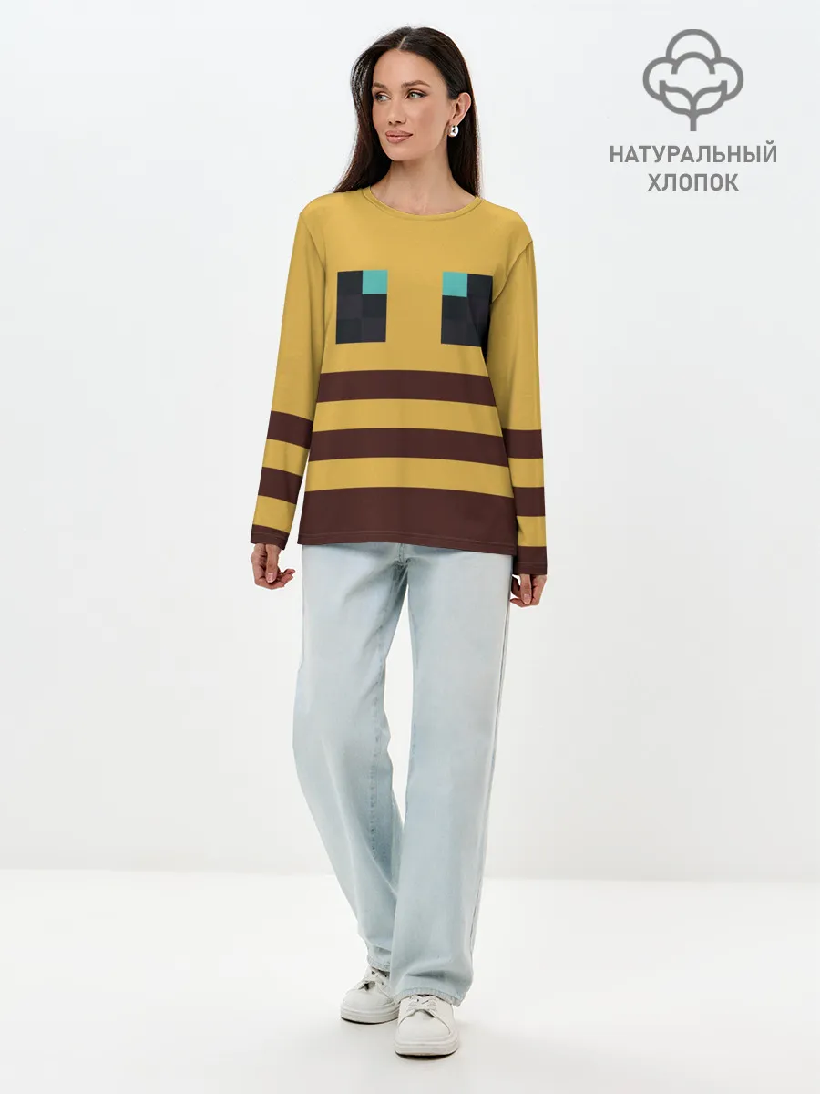 Лонгслив женский. Хлопок / Minecraft Bee