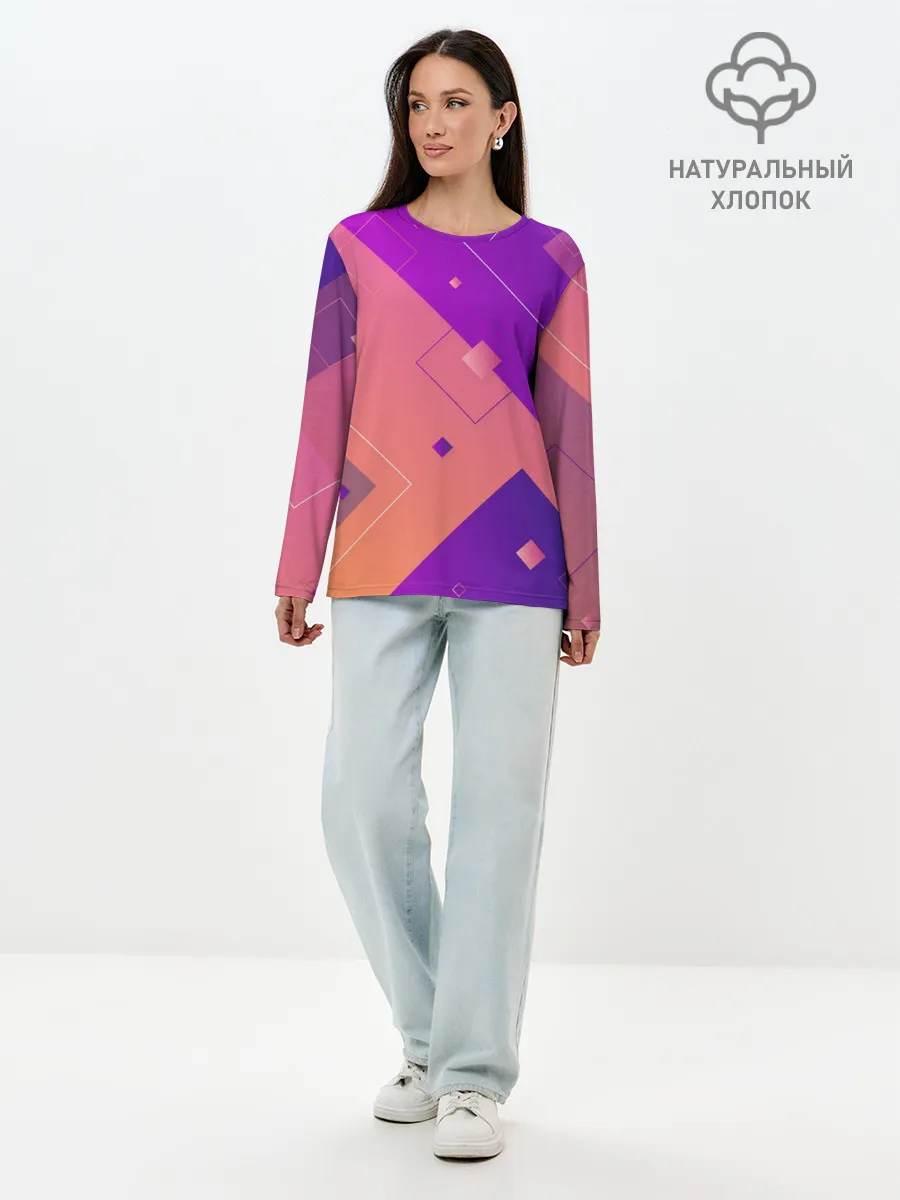 Лонгслив женский. Хлопок / Геометрия