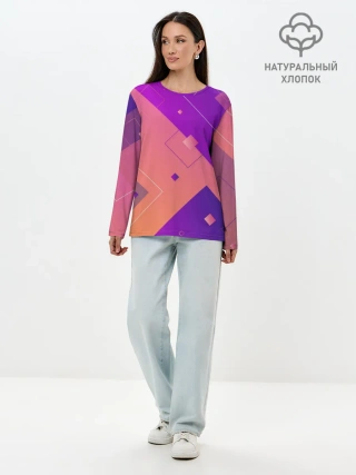Лонгслив женский. Хлопок / Геометрия