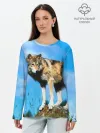 Лонгслив женский. Хлопок / Волк