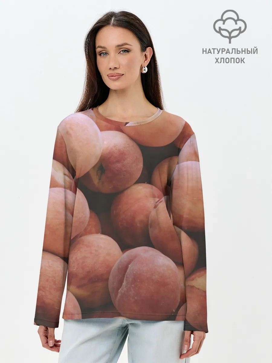 Лонгслив женский. Хлопок / Персики.