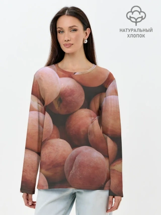 Лонгслив женский. Хлопок / Персики.