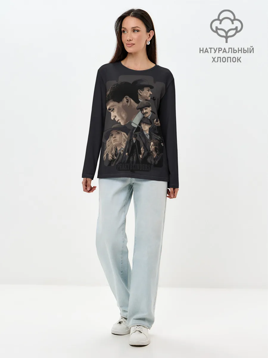 Лонгслив женский. Хлопок / Острые козырьки