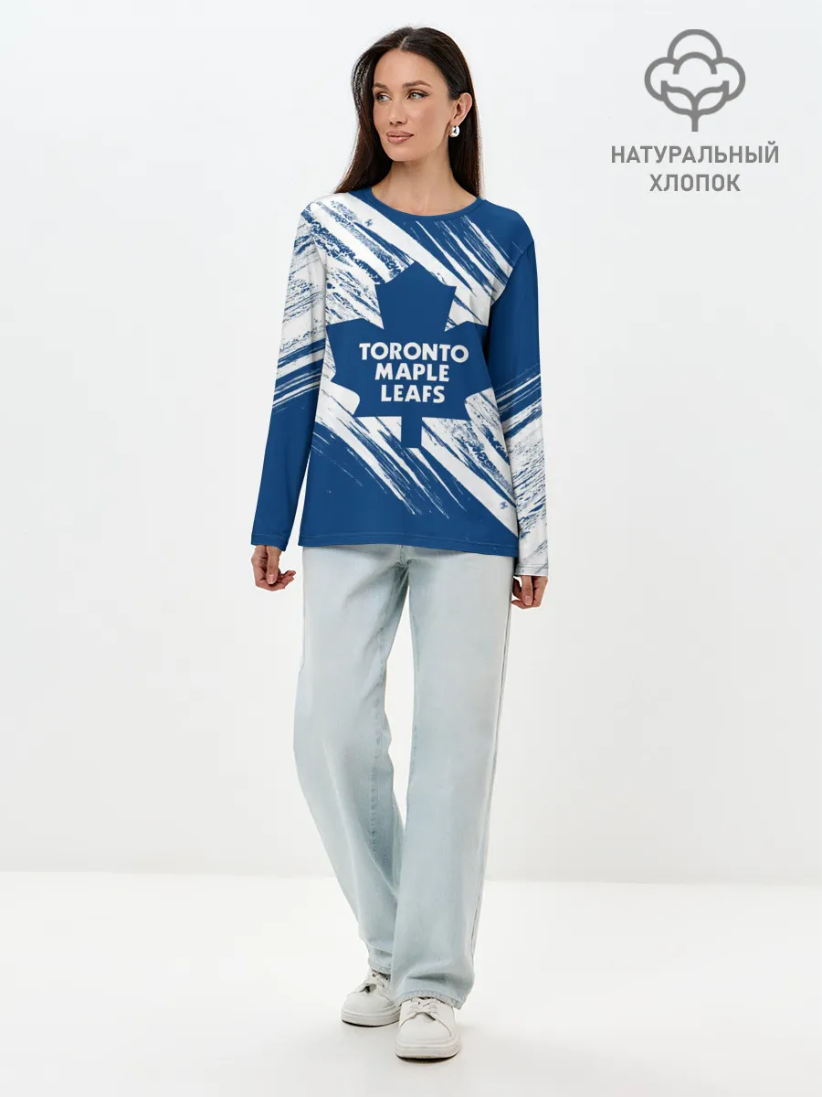 Лонгслив женский. Хлопок / Toronto Maple Leafs,