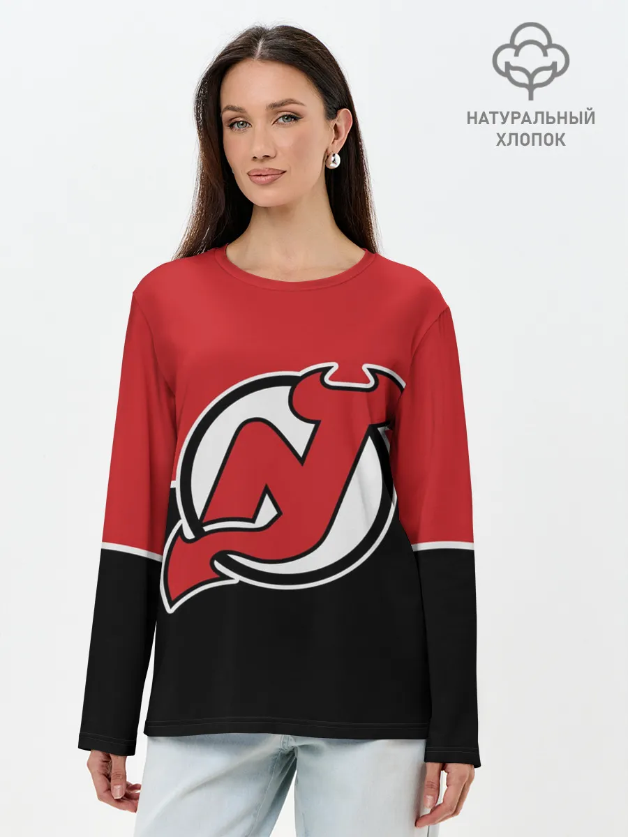 Лонгслив женский. Хлопок / New Jersey Devils