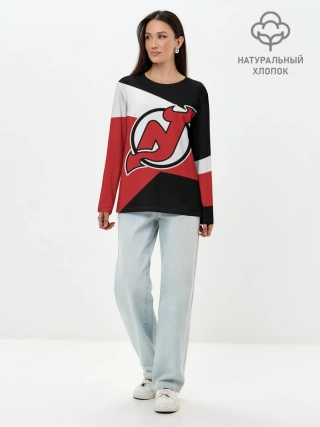 Лонгслив женский. Хлопок / Нью-Джерси Девилз