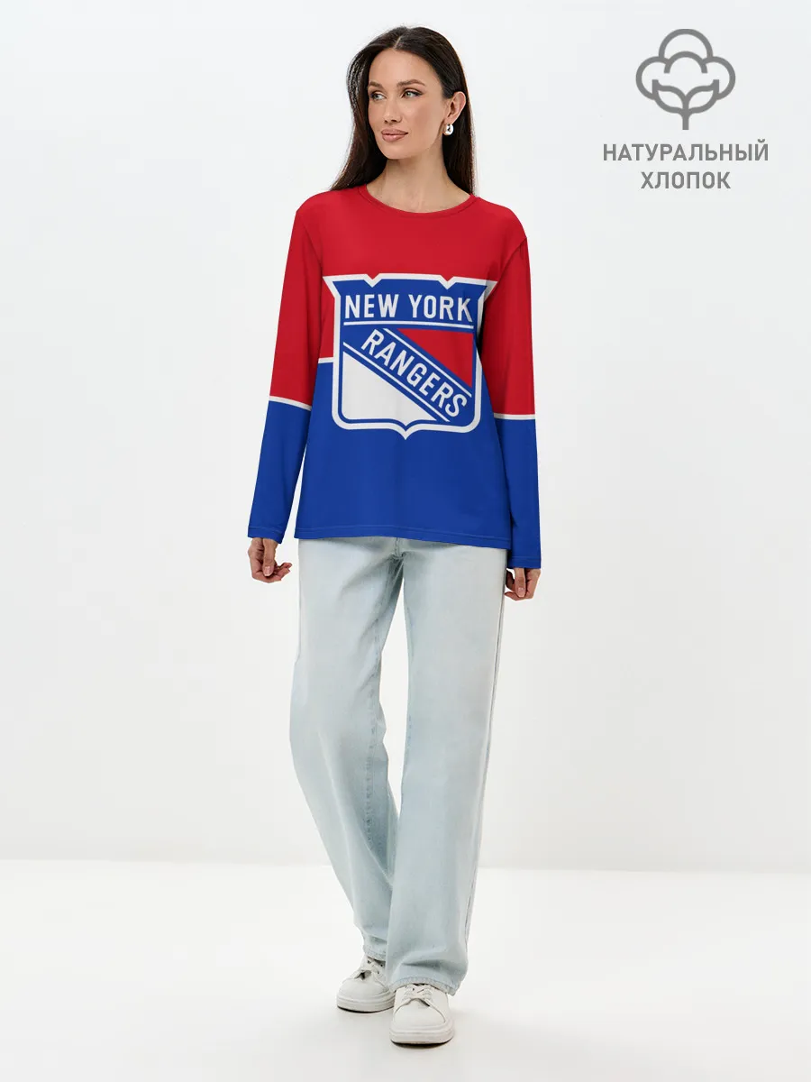 Лонгслив женский. Хлопок / Нью-Йорк Рейнджерс