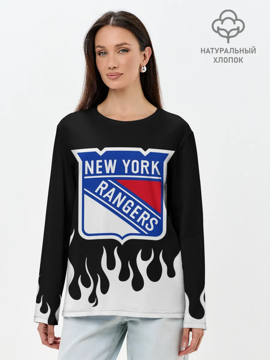 Лонгслив женский. Хлопок / Нью-Йорк Рейнджерс