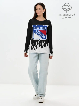 Лонгслив женский. Хлопок / Нью-Йорк Рейнджерс