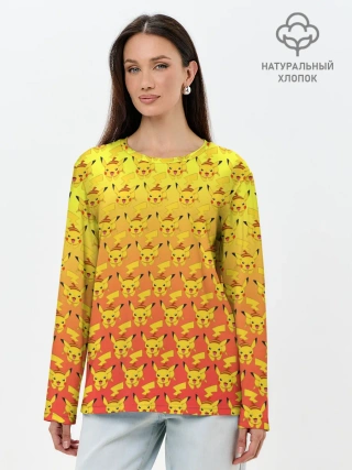 Лонгслив женский. Хлопок / Pikachu Pika Pika