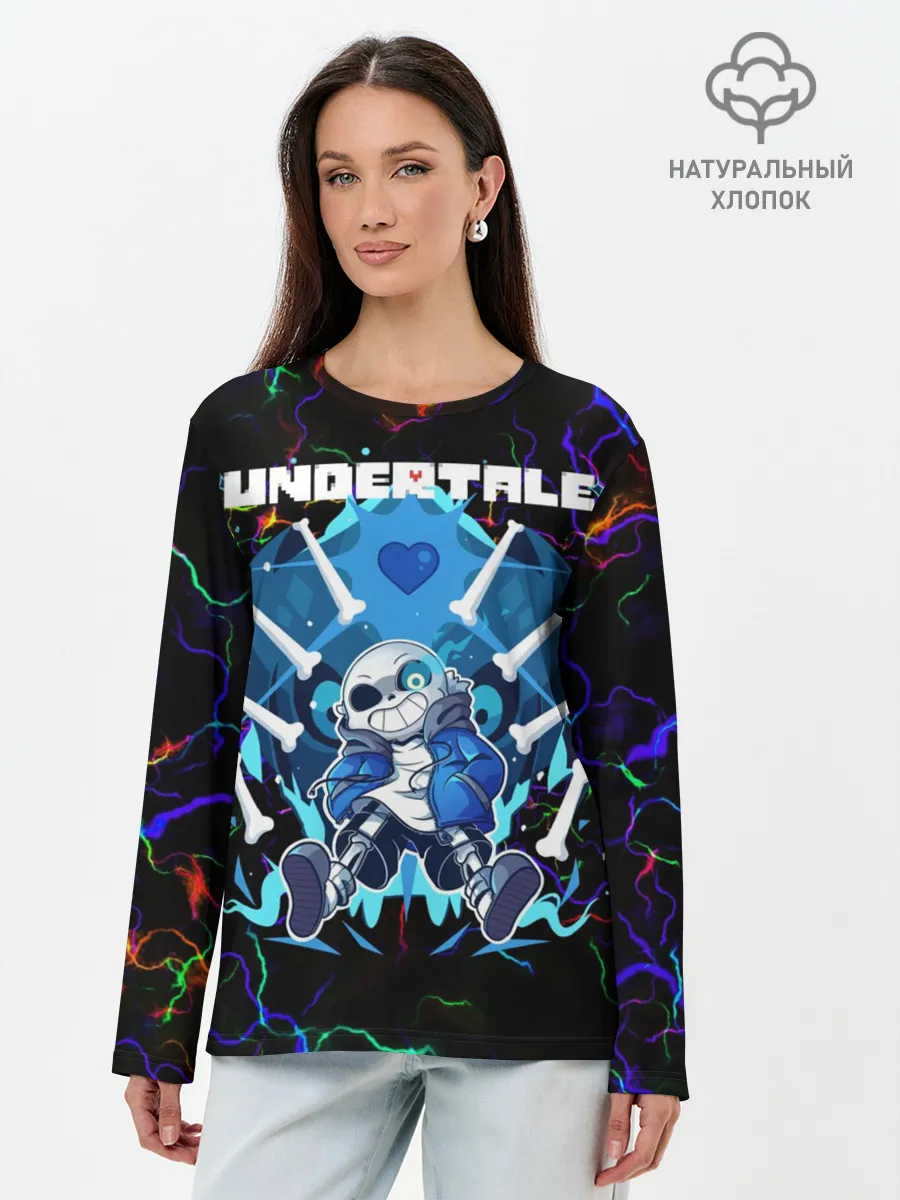 Лонгслив женский. Хлопок / Undertale | Sans