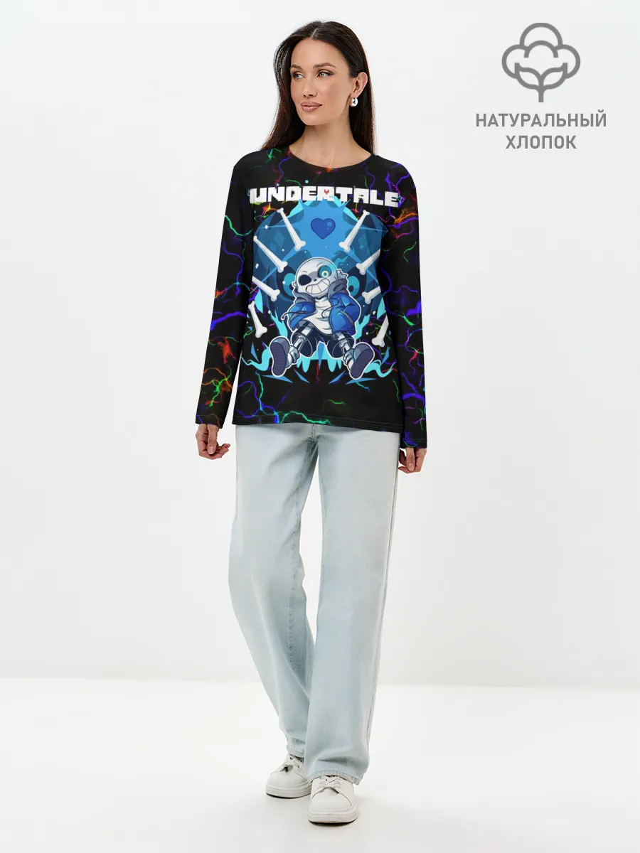 Лонгслив женский. Хлопок / Undertale | Sans