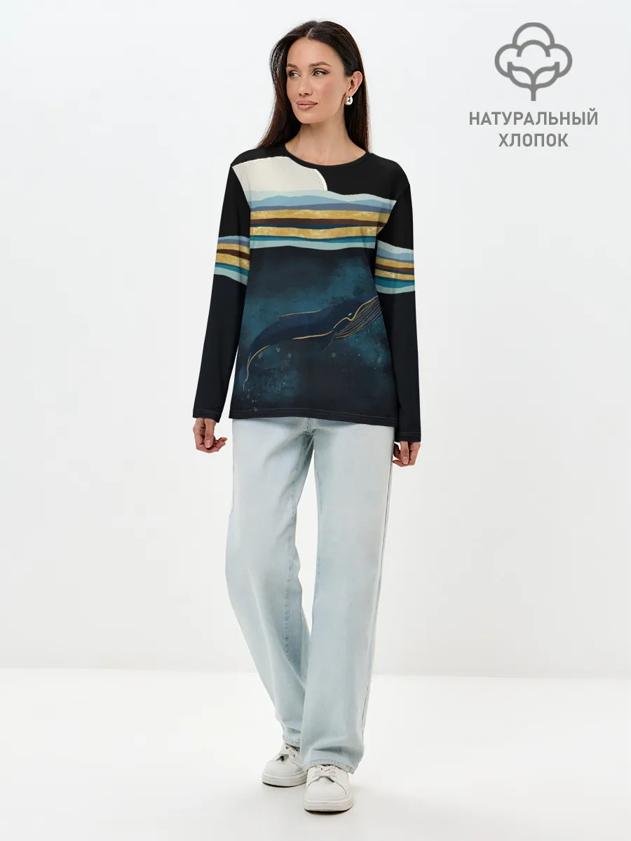 Лонгслив женский. Хлопок / Кит