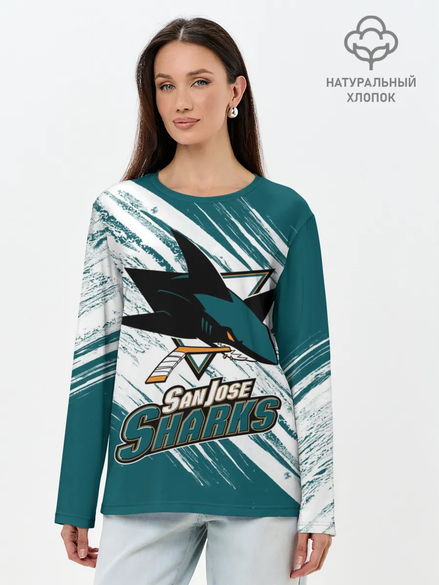 Лонгслив женский. Хлопок / Сан-Хосе Шаркс