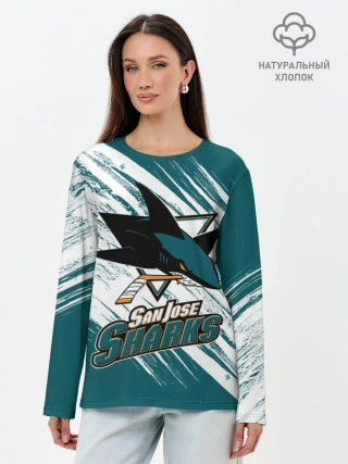 Лонгслив женский. Хлопок / Сан-Хосе Шаркс