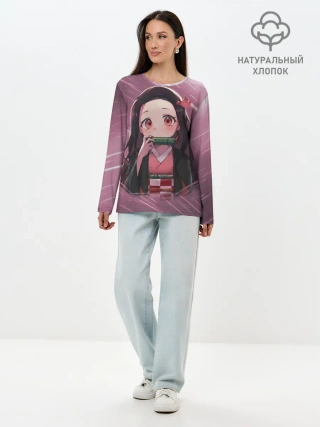 Лонгслив женский. Хлопок / Незуко Камадо
