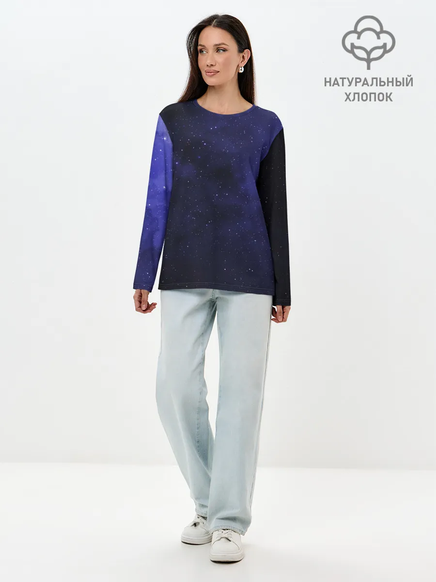 Лонгслив женский. Хлопок / Космос