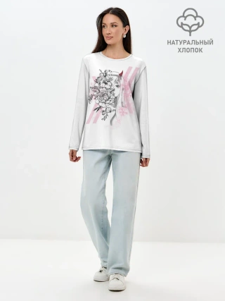Лонгслив женский. Хлопок / Zero Two Roses