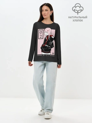 Лонгслив женский. Хлопок / Zero Twos smile