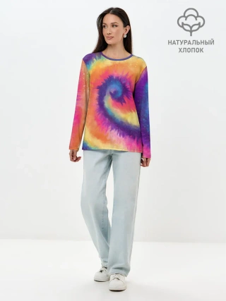 Лонгслив женский. Хлопок / TIE-DYE MULTICOLOR