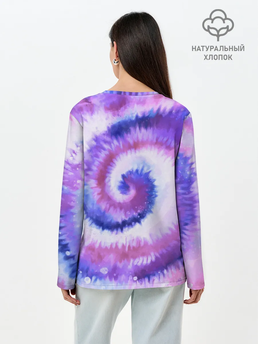 Лонгслив женский. Хлопок / TIE-DYE PURPLE