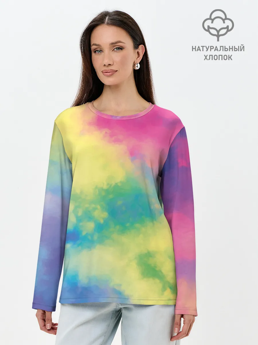 Лонгслив женский. Хлопок / Tie-Dye