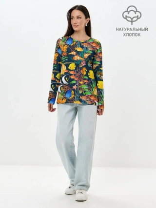 Лонгслив женский. Хлопок / Морской мир