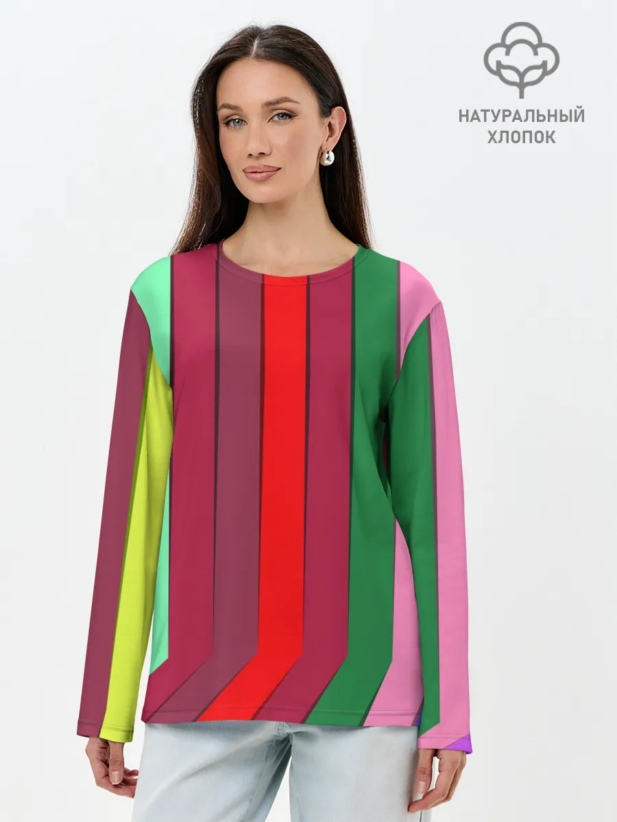 Лонгслив женский. Хлопок / радуга