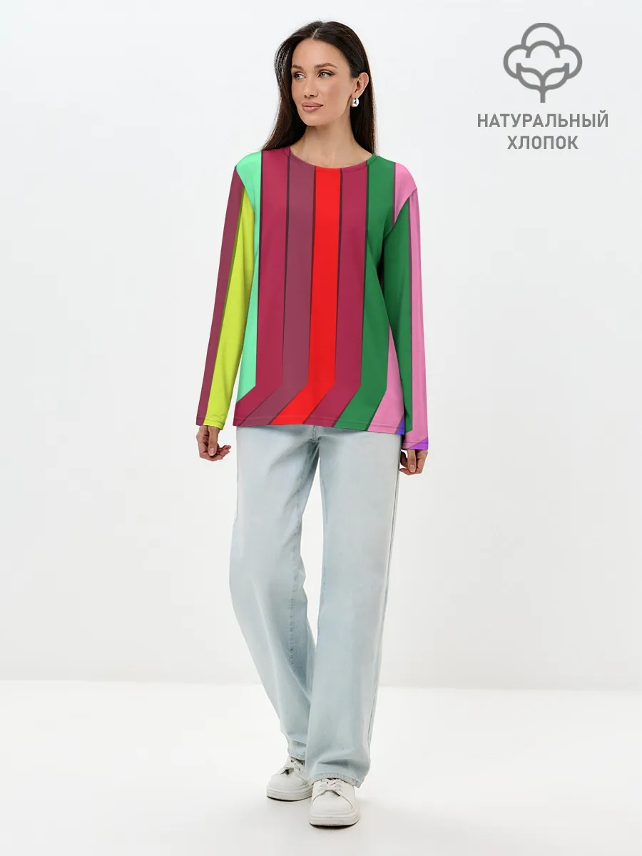 Лонгслив женский. Хлопок / радуга