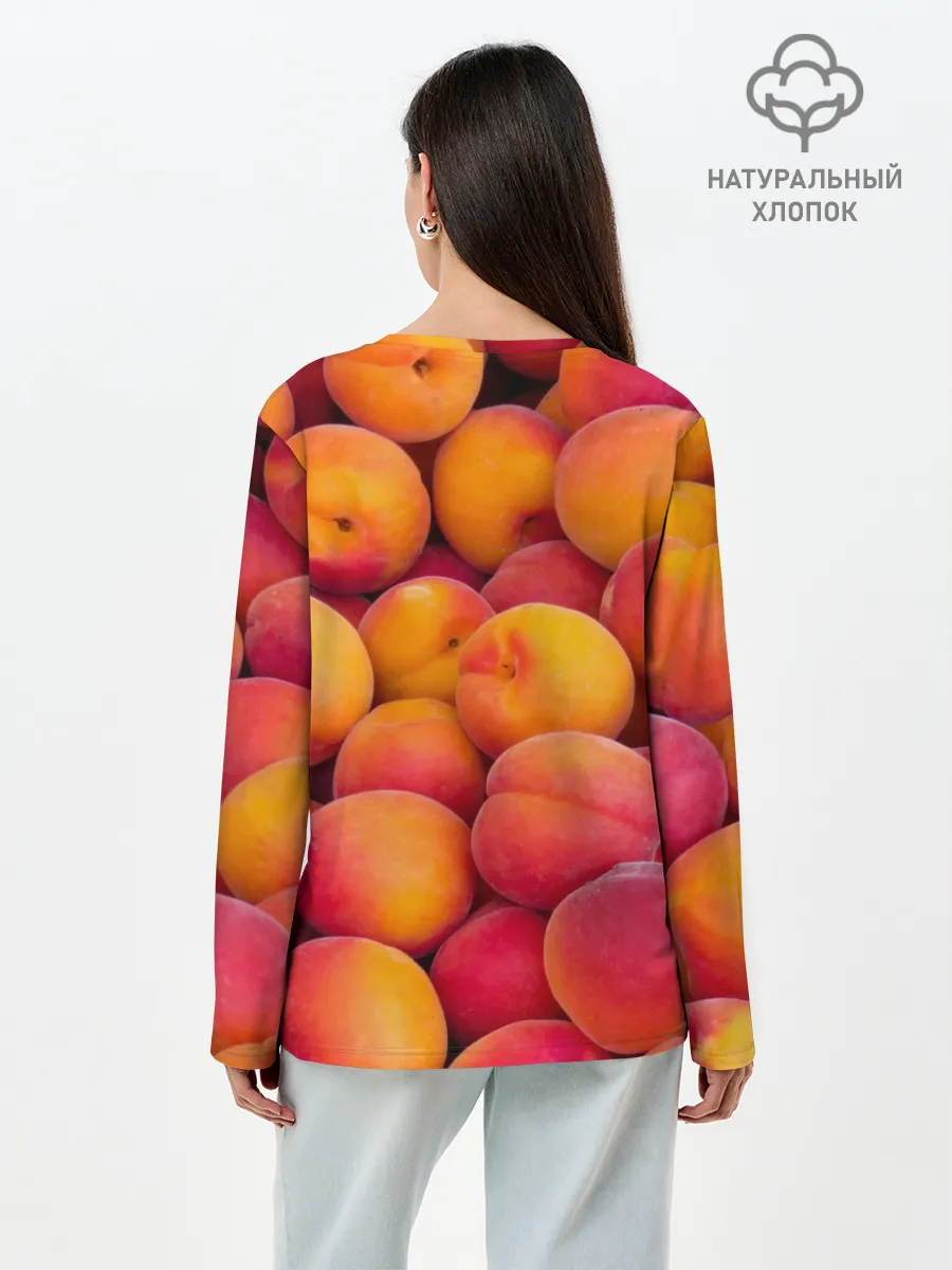 Лонгслив женский. Хлопок / Персики