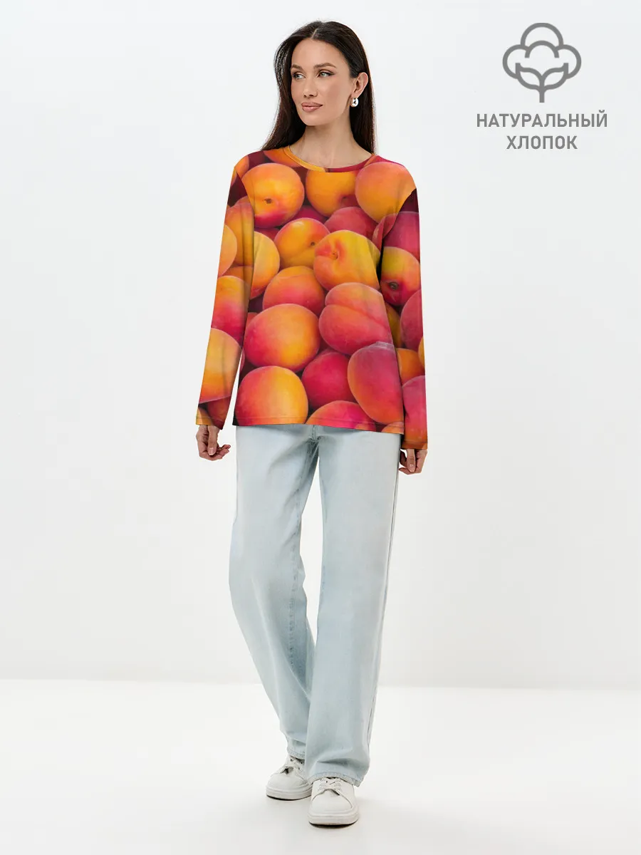 Лонгслив женский. Хлопок / Персики