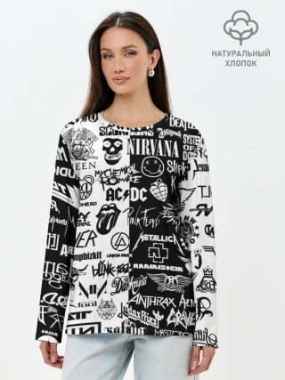 Лонгслив женский. Хлопок / Эмблемы Рок Групп
