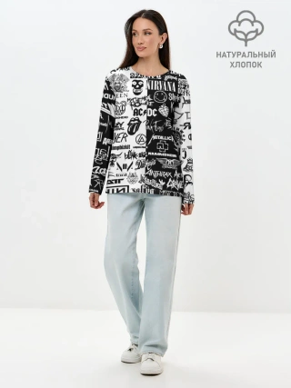 Лонгслив женский. Хлопок / Эмблемы Рок Групп