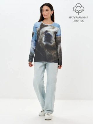 Лонгслив женский. Хлопок / Гризли